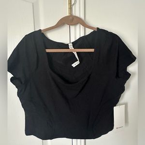 Lululemon Square Neck Mesh and Nulu Yoga Tee - Black - *New With Tags* - Size 16